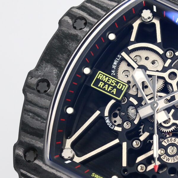 i1731311484 9672 5 1 Richard Mille RM35-01 NTPT Carbon 1:1 Best Clone BBR Factory V2 Red Velcro Strap