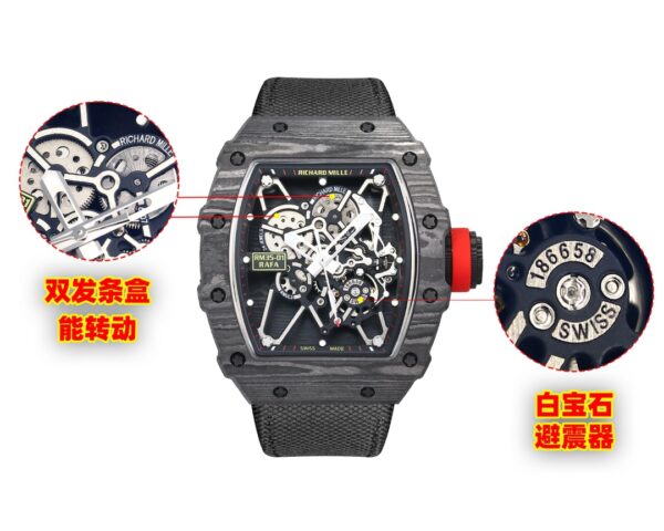 i1731311609 8632 7 1 Richard Mille RM35-01 NTPT Carbon 1:1 Best Clone BBR Factory V2 Black Velcro Strap