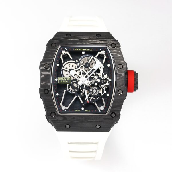 i1731311688 9934 8 1 Richard Mille RM35-01 NTPT Carbon 1:1 Best Clone BBR Factory V2 White Rubber Strap