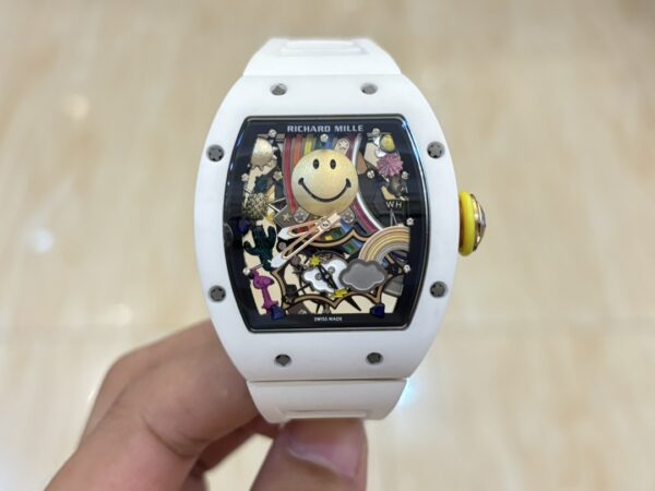 i1733764895 8134 0 1 Richard Mille RM88 Smiley V2 Ceramic Case 1:1 Best Clone White Rubber Strap