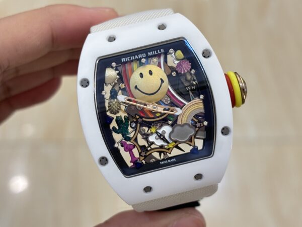 i1733765413 2002 5 1 Richard Mille RM88 Smiley V2 Ceramic Case 1:1 Best Clone White Velcro Strap