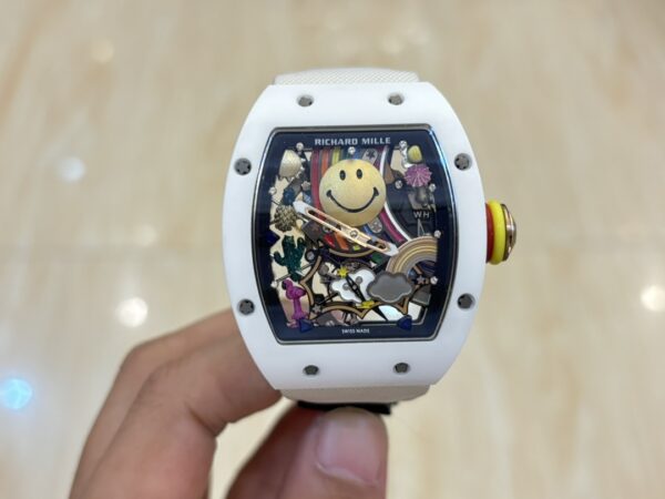 i1733765413 3577 3 1 Richard Mille RM88 Smiley V2 Ceramic Case 1:1 Best Clone White Velcro Strap