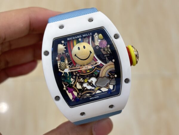 i1733765662 187 4 1 Richard Mille RM88 Smiley V2 Ceramic Case 1:1 Best Clone Blue Velcro Strap