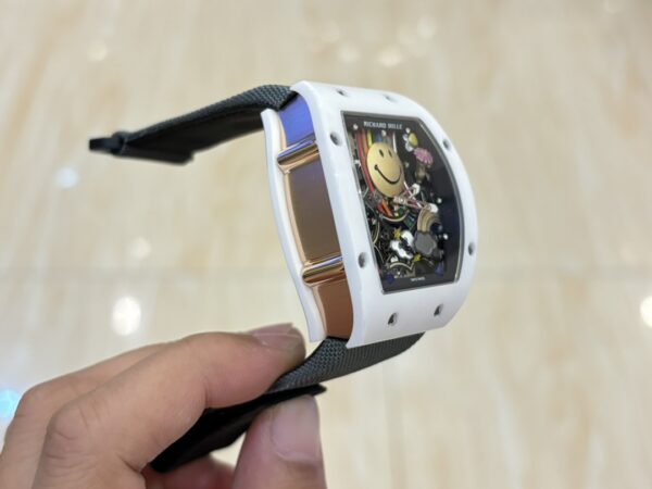 i1733765691 3176 4 1 Richard Mille RM88 Smiley V2 Ceramic Case 1:1 Best Clone Grey Velcro Strap