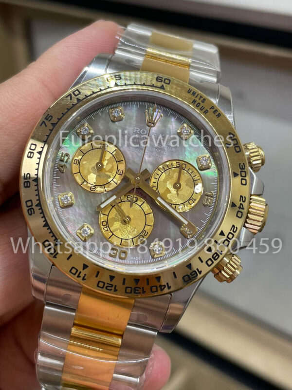 m1713082309028 3830 Rolex Cosmograph Daytona M116503-0007 Mother of Pearl 1:1 Best Clone CounterWeight Gold and Silver