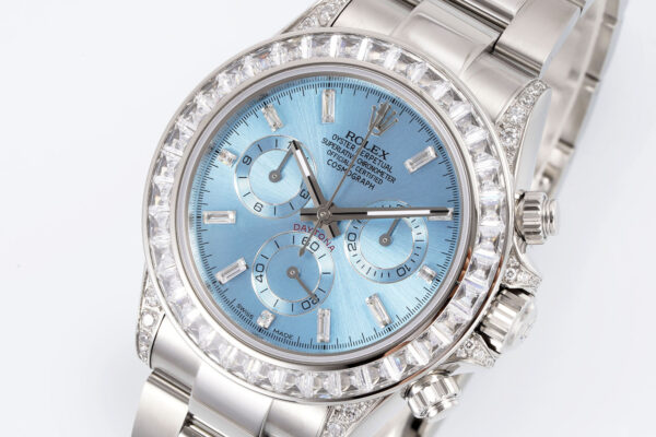 o 1i2jccooisf5qtr1bf8a0mk9s1 Rolex Daytona Rainbow Ice Blue Dial 40mm 1:1 Best Clone EF Factory Rubber Strap SS