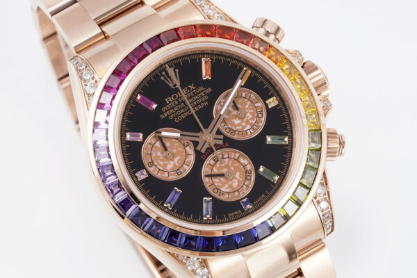 o 1i2jcjah4vvd3t152firqqu22 Rolex Daytona Rainbow Sundust Dial Rose Gold 40mm 1:1 Best Clone EF Factory SS