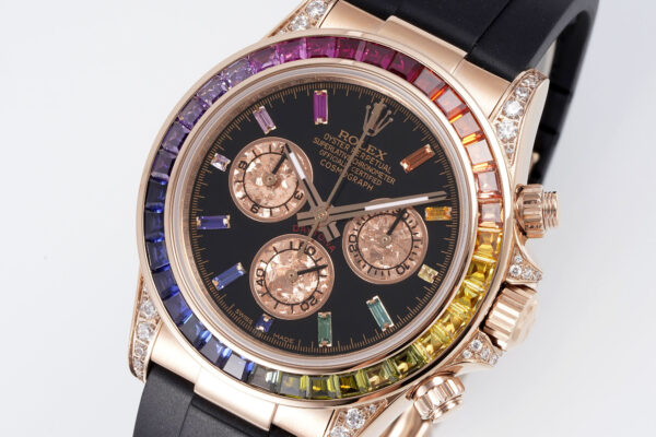 o 1i2jct00o1o4p1uau1vlnlvf12bm1 Rolex Daytona Rainbow Sundust Dial Rose Gold 40mm 1:1 Best Clone EF Factory