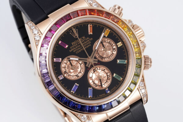 o 1i2jct00o8rj1cc2169j18ue1oj2 Rolex Daytona Rainbow Sundust Dial Rose Gold 40mm 1:1 Best Clone EF Factory