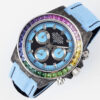 o 1i2jd7atta0r1a17cv21dio14jl0 Rolex Daytona Carbon Case Rainbow Blue 1:1 Best Clone Diw Custom Velcro Strap